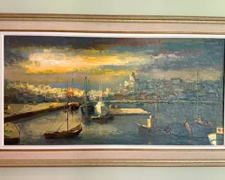 "Sailboats" Oil on Board, Signed Prudnik 