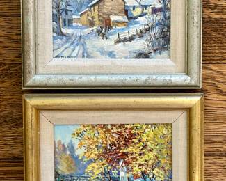 Landscape Scene Oil on Boards, Signed Mary Castelnova