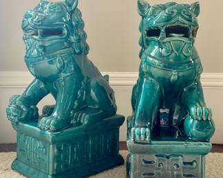 (2) Teal Foo Dogs