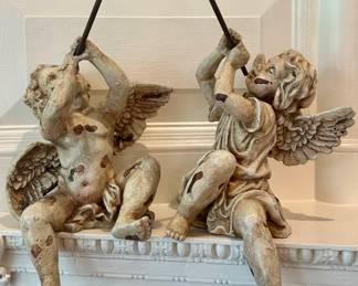(2) Trumpeting Angel Figurines