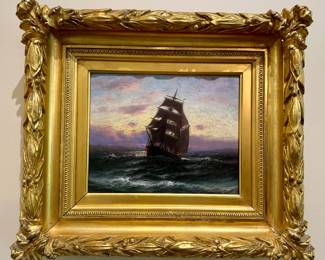 Schooner Oil on Canvas, Signed T.V.C. Valenkamph