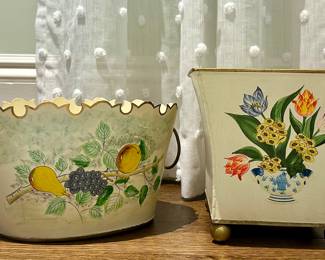 Hand Painted Metal Planters 