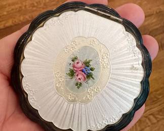 Antique French Guilloche Enamel Compact