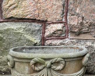 Cement Planter with Bow