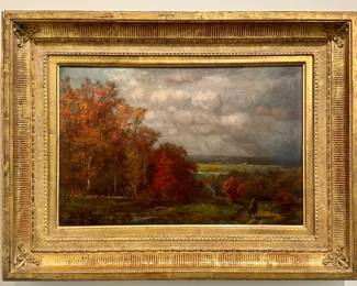 Man on Horseback - Oil on Board, Signed Clough