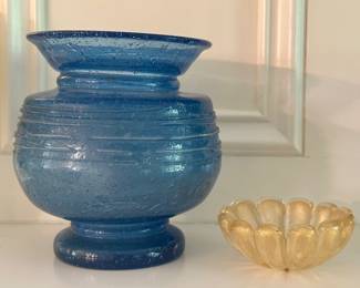 Art Glass Vase & Trinket Dish
