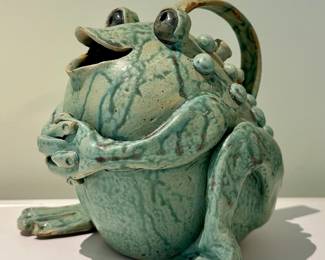 Signed Art Pottery Tea Pot Frog