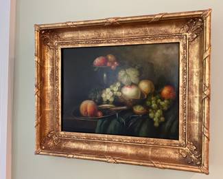 Fruit Still Life Oil on Board, Signed Francois 