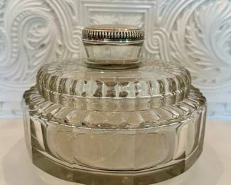Cut Crystal Dresser Box with Sterling Knob