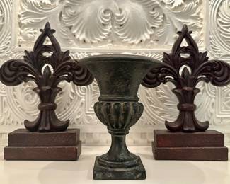 Fleur de Lis Bookends & Urn
