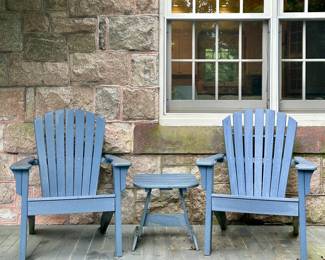 (2) Seaside Casual Adirondack Chairs & Side Table