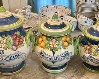 (3) Pottery Canisters (Made in Portugal)