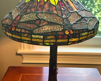 Smaller Meyda Tiffany Style Lamp with Dragonflies