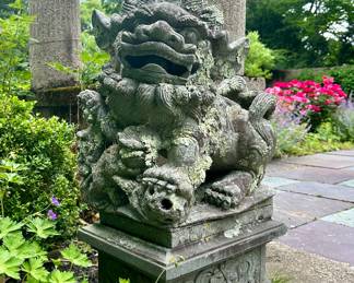 (2) Monumental Cement Foo Dogs