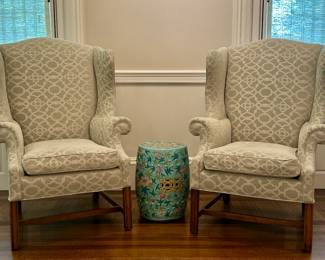 (2) Upholstered Wing Chairs