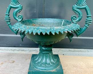 (2) Cast Iron Double Handle Urns