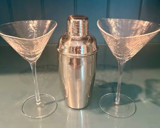 Art Glass Martini Glasses & Shaker