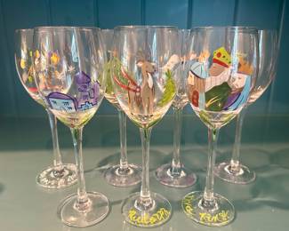 Hand Painted Wine Glasses