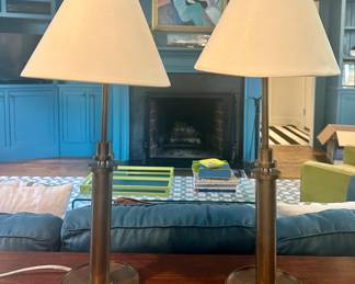 (2) Brushed Brass Adjustable Buffet Lamps