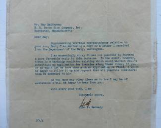 Autographed JFK Letter