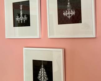 (3) Framed Chandelier Prints