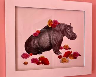 Framed Hippo Artwork