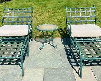 (2) Brown Jordan Armchairs & Ottomans 