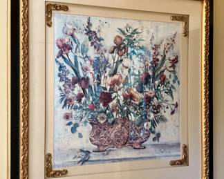 Framed Floral Print, Signed Tomao