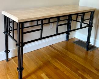 Travertine & Iron Console Table