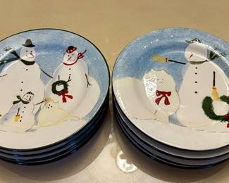 (8) Oneida Hand Painted "Snow Family" Plates