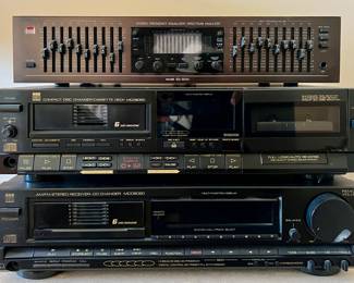 Stereo Frequency Equalizer/Spectrum Analyzer Model EQ-3000 (top), BSR Compact Disc Changer/Cassette Deck MCD8050 (middle) & BSR AM/FM Stereo Receiver-CD Changer MCD8090 (bottom)