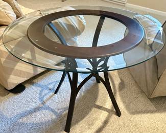 Glass Top Table with Iron Base