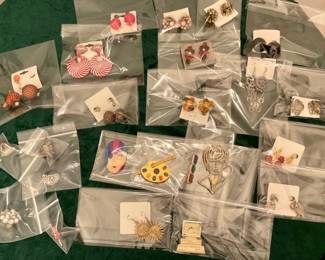 Vintage earrings, rings & pins.