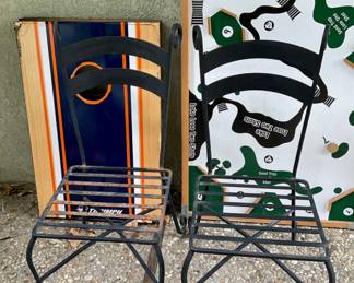 2 wrought iron chairs.  2 games.