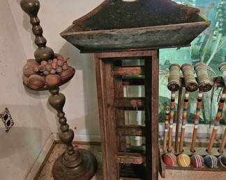 Primitive window boxes (2), primitive tool caddy, floor lamp (items sold separately).