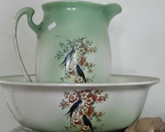 Pitcher and wash basin.
