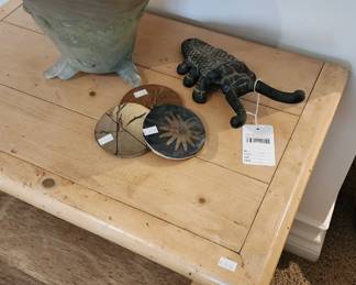 Ceramic Coasters, nightstand, Metal Beetle Boot Jack