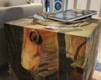 Fabric Wrapped and Painted Storage Cube