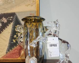 Quartz Crystal, Val St. Lambert Horse Figurine