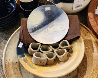 Denby Lidded Casserole Dish, Art Glass Coasters