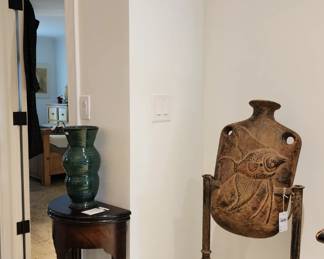 Angel Fish Jug Sculpture, Demilune Flip Top Table, Ceramic Vessel