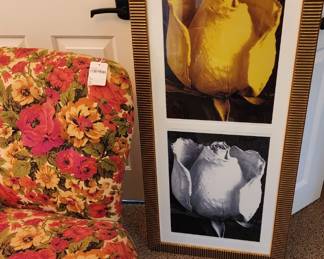 Floral Ruffled Sofa, Framed Art
