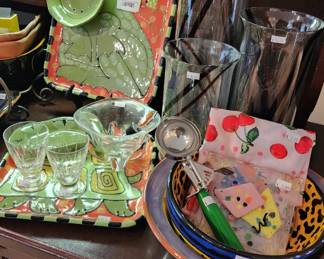 Lanz Russell Frog Serving Plate, Signed Ceramic Bowls, Retro Ice Cream Scoop