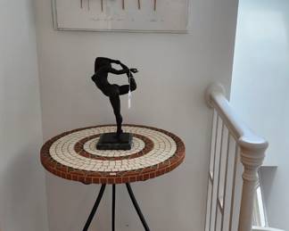 Bronze Female Dancer by L. Vivot, Mosaic Bistro Table