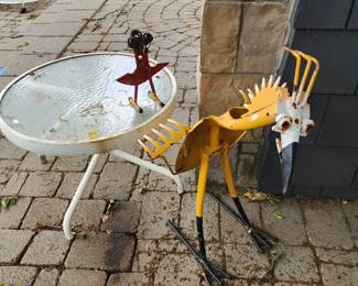 Garden Tool Yard Art Birds, Outdoor Table