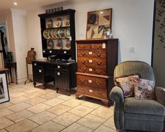 Barcalounger Recliner, Chest of Drawers with Brass Handles
