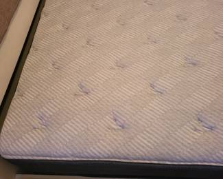 KING SERTA PERFECT SLEEPER PILLOW TOP MATTRESS W/HEAD ADJUSTABLE BASE AND FOAM MATTRESS TOPPER $500, TUFTED ASHLEY HEADBOARD, FOOT BOARD AND SIDE RAILS $150