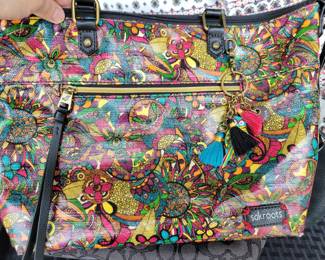 SAKROOTS Rainbow Spirit large handbag w/shoulder straps slouchy tote and matching wallet priced separately $30 and $15 respectively