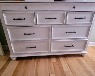 TWO MATCHING - KANWYN WHITEWASH 9 DRAWER DRESSERS-SIGNATURE BY ASHLEY/BENCHMARK $250 EACH....NEW $699 PLUS TAX EACH