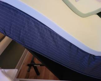 KING SERTA PERFECT SLEEPER PILLOW TOP MATTRESS W/HEAD ADJUSTABLE BASE AND FOAM MATTRESS TOPPER $500, TUFTED ASHLEY HEADBOARD, FOOT BOARD AND SIDE RAILS $150